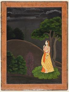 The Heroine Who Waits Anxiously for Her Absent Lover (Utka Nayaka), c. 1750-55. Creator: Unknown