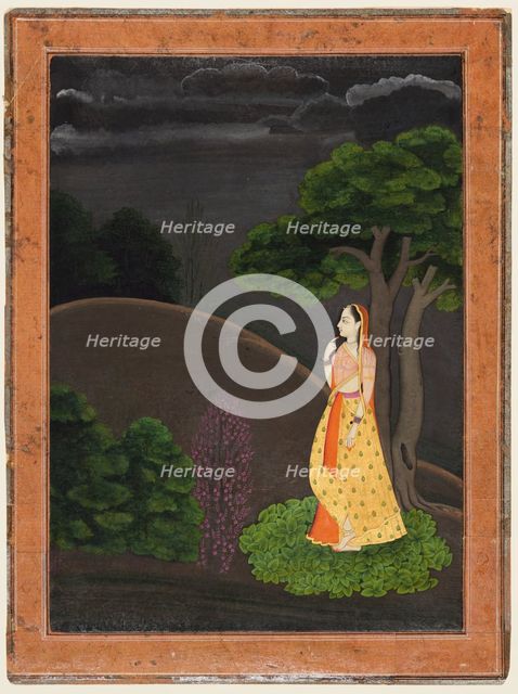 The Heroine Who Waits Anxiously for Her Absent Lover (Utka Nayaka), c. 1750-55. Creator: Unknown.