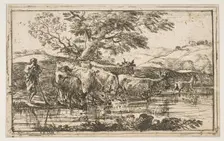 The Herd at the Watering Place, 1635. Creator: Claude Lorrain