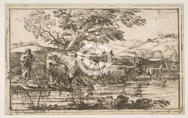 The Herd at the Watering Place, 1635. Creator: Claude Lorrain.