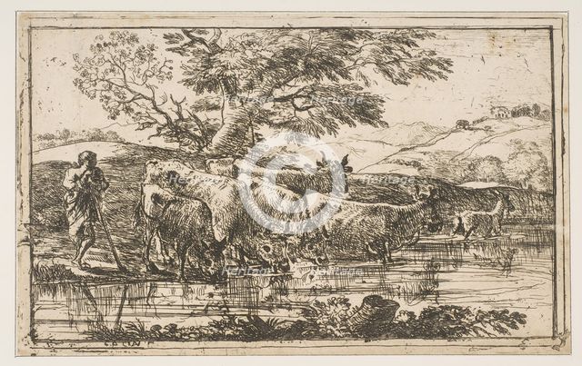 The Herd at the Watering Place, 1635. Creator: Claude Lorrain.