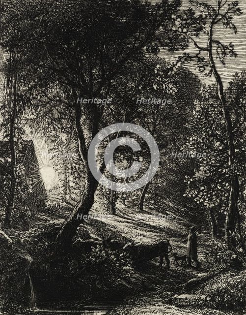 The Herdsman's Cottage, or Sunset, 1850. Creator: Samuel Palmer.