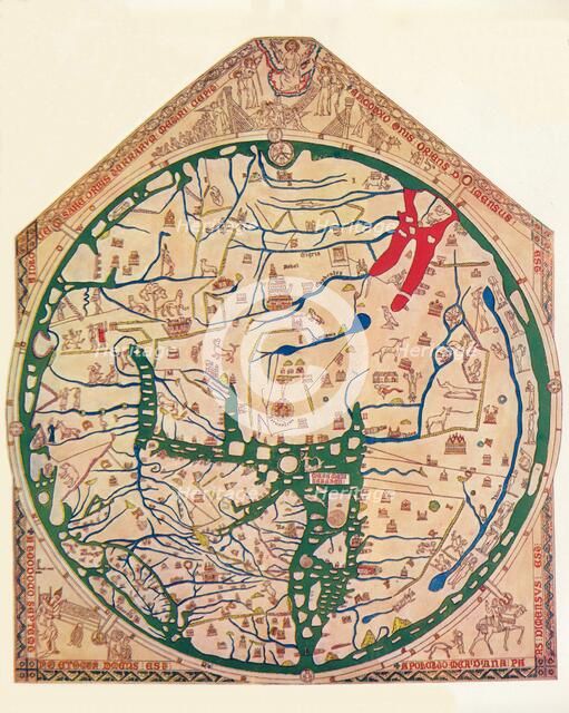 The Hereford Mappa Mundi', (c1285), 1912. Artist: Richard de Bello