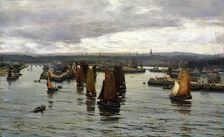 The Herring Fleet Leaving the Dee, Aberdeen, 1888. Creator: David Farquharson