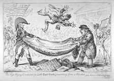 The high-flying candidate, (ie Little Paul-Goose), mounting from a blanket 1806. Artist: James Gillray