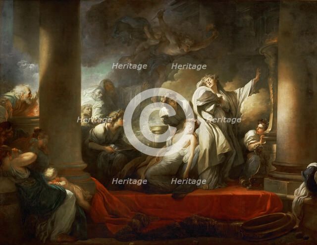 The High Priest Coresus Sacrificing Himself to Save Callirhoe. Artist: Fragonard, Jean Honoré (1732-1806)