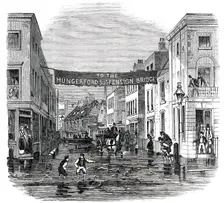 The High Tide - Overflow of the Thames on Tuesday - Vine-Street, York-Road, Lambeth, 1850. Creator: Unknown