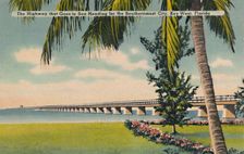 The Highway that Goes to Sea Heading for the Southernmost City, Key West, Florida c1940s
