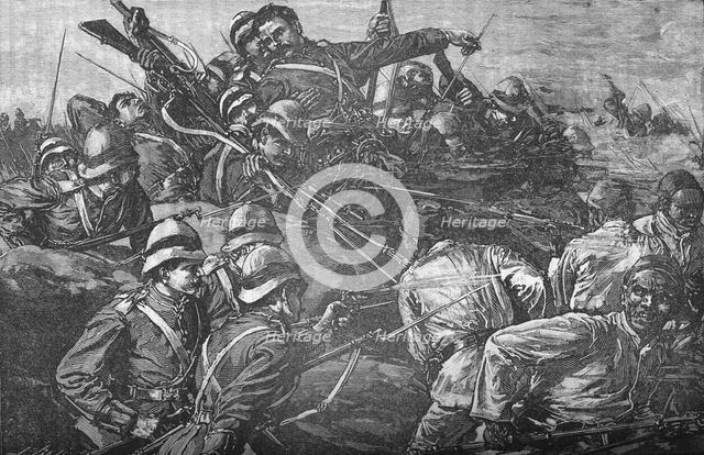 'The Highland Brigade Storming The Trenches at Tel-El-Kebir', c1882. Artist: Unknown.