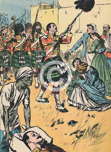 'The Highlanders Entering Lucknow', c1907. Artist: Unknown.