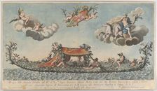 The highly ornamented second gondola of Francesco Antonio Berka entering Venice, Gods on c..., 1700. Creator: Johann Georg Wolfgang