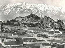 The hill of Santa Lucia with the Andes in the background, Santiago, Chile, 1895. Creator: Unknown