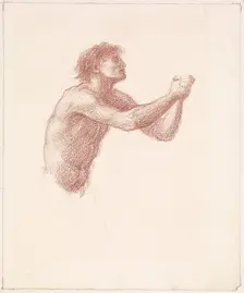 The Hill of Venus - Male Nude - Study of one of the Reapers for Reapers Appealing to Venus, 1866. Creator: Sir Edward Coley Burne-Jones