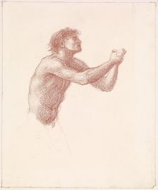 The Hill of Venus - Male Nude - Study of one of the Reapers for Reapers Appealing to Venus, 1866. Creator: Sir Edward Coley Burne-Jones