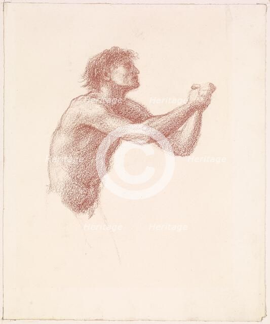 The Hill of Venus - Male Nude - Study of one of the Reapers for Reapers Appealing to Venus, 1866. Creator: Sir Edward Coley Burne-Jones.