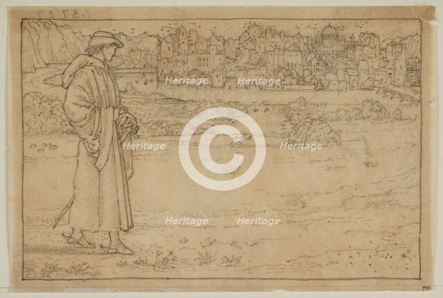 The Hill of Venus - Walter at the Hill of Venus, 1866. Creator: Sir Edward Coley Burne-Jones.