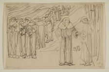 The Hill of Venus - Walter joining Pilgrimage to Rome, 1866. Creator: Sir Edward Coley Burne-Jones