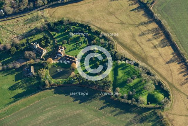 The Hills, the earthwork remains of a castle, homestead moat and church, Bedfordshire, 2022. Creator: Damian Grady.