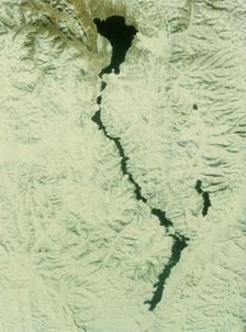 The Himalayas between China and Tibet, seen from aboard the second Space Shuttle flight, 1981. Creator: NASA