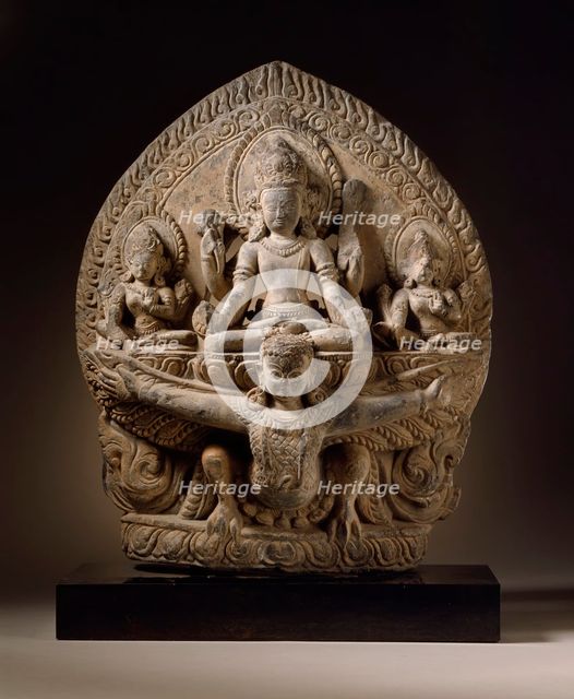 The Hindu God Vishnu on His Mount Garuda, 14th century. Creator: Unknown.