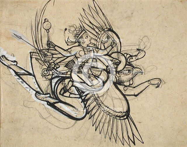 The Hindu God Vishnu Riding on His Mount Garuda, between c1750 and c1775. Creator: Unknown.