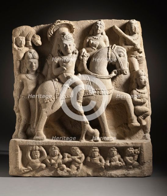 The Hindu God Revanta and Companions, early 7th century. Creator: Unknown.