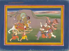 The Hindu Goddess Durga Slaying the Demon Nishumbha..., between c1825 and c1850. Creator: Unknown