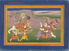 The Hindu Goddess Durga Slaying the Demon Nishumbha..., between c1825 and c1850. Creator: Unknown