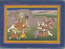 The Hindu Goddess Durga Slaying the Demon Nishumbha..., between c1825 and c1850. Creator: Unknown
