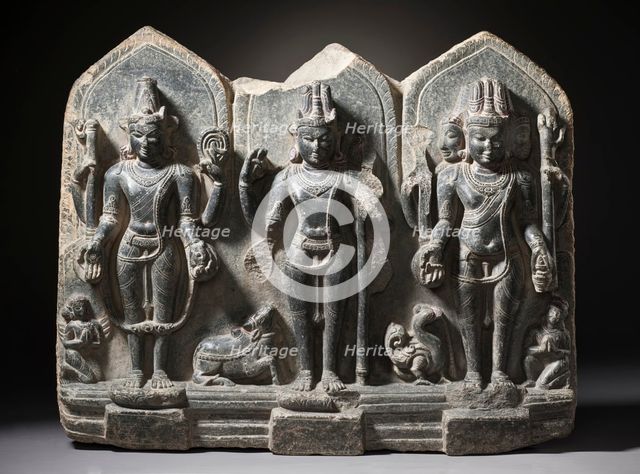The Hindu Gods Vishnu, Shiva, and Brahma, 10th century. Creator: Unknown.