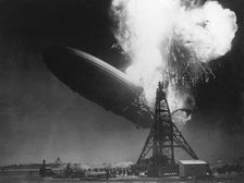 The Hindenburg moments after catching fire, Lakehurst, New Jersey, 6 May 1937