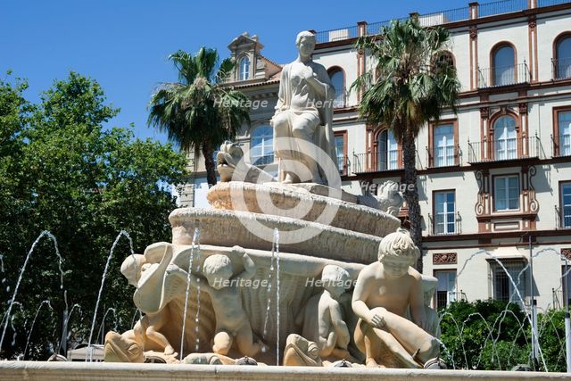 The Hispalis fountain in the Puerta de Jerez roundabout, Seville, Spain, 2023. Creator: Ethel Davies.