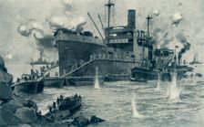 The Historic Landing from the "River Clyde" at Seddul Bahr, Gallipoli, April 25th, 1915 1916. Creator: Unknown