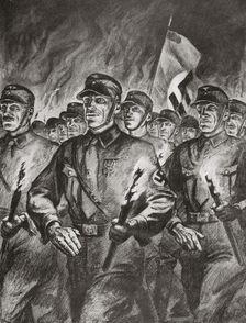 The historical torchlight procession of the SA in Berlin, 30th January, 1933
