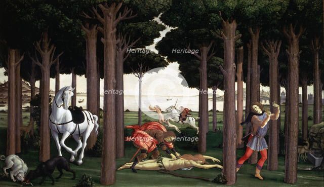 The History of Nastagio degli honesty' (Table II) by Sandro Botticelli.