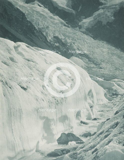 The Hockstetter Glacier and ice fall, Mt Cook district. From the album: Record Pictures..., 1920s. Creator: Harry Moult.