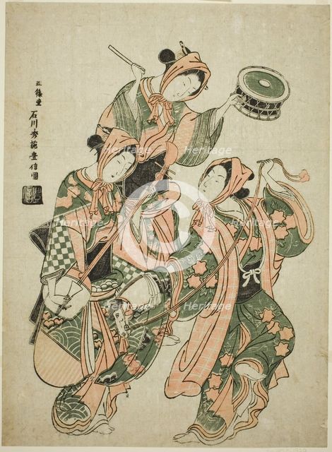 The Hobby Horse Dance (harugoma odori), c. 1750. Creator: Ishikawa Toyonobu.