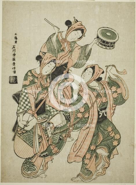 The Hobby Horse Dance (harugoma odori), c. 1750. Creator: Ishikawa Toyonobu.