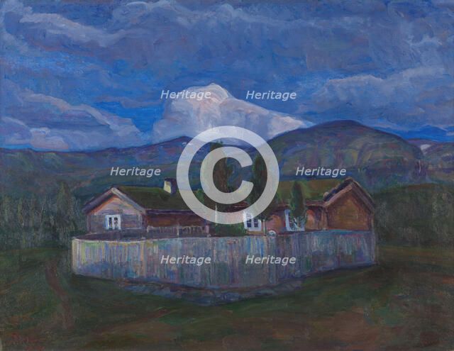 The Holbo Mountain Farm in Moonlight, 1909. Creator: Kristen Holbø.