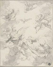 The Holy Ghost and Angels, 1720/39. Creator: Giovanni Domenico Ferretti da Imola