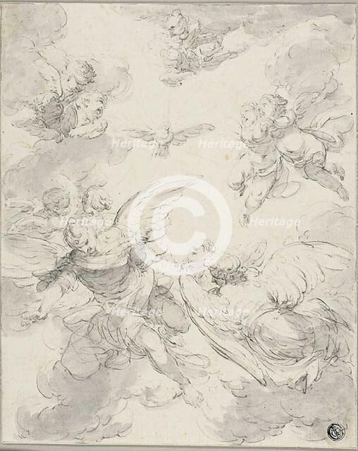 The Holy Ghost and Angels, 1720/39. Creator: Giovanni Domenico Ferretti da Imola.