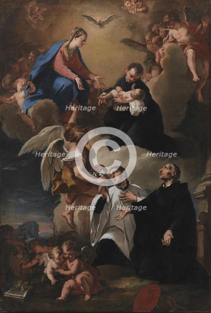 The Holy Ghost, Angels and the Virgin with Saints Mark, Stanislau Kostka..., 1703-1802. Creators: Nicola Grassi, Antonio Balestra.
