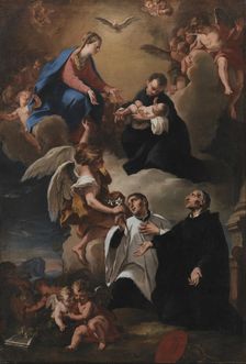 The Holy Ghost, Angels and the Virgin with Saints Mark, Stanislau Kostka..., 1703-1802. Creators: Nicola Grassi, Antonio Balestra