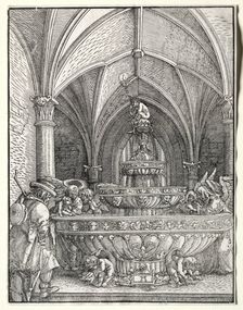 The Holy Family on the Flight into Egypt at a Fountain, c. 1520. Creator: Albrecht Altdorfer (German, c. 1480-1538)