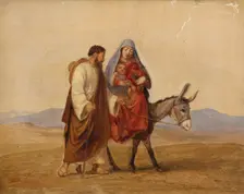 The Holy Family on the run. Sketch, n.d. (before 1841). Creator: Wilhelm Marstrand