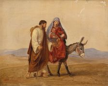 The Holy Family on the run. Sketch, n.d. (before 1841). Creator: Wilhelm Marstrand
