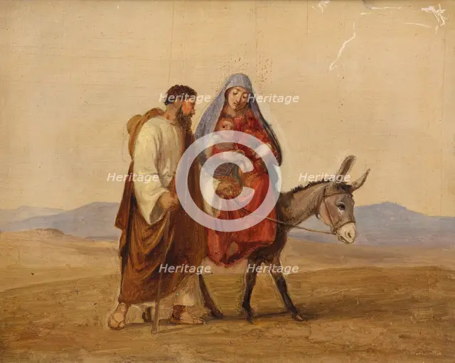 The Holy Family on the run. Sketch, n.d. (before 1841). Creator: Wilhelm Marstrand.