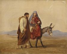 The Holy Family on the run. Sketch, n.d. (before 1841). Creator: Wilhelm Marstrand