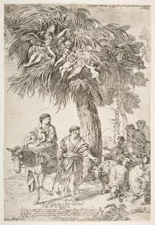The Holy Family on their flight into Egypt, ca. 1647. Creator: Giovanni Benedetto Castiglione