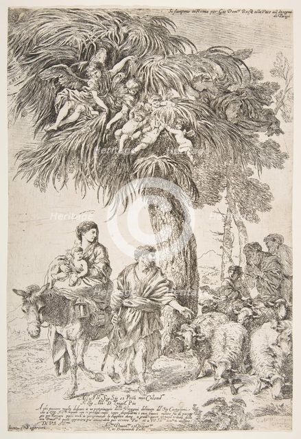 The Holy Family on their flight into Egypt, ca. 1647. Creator: Giovanni Benedetto Castiglione.